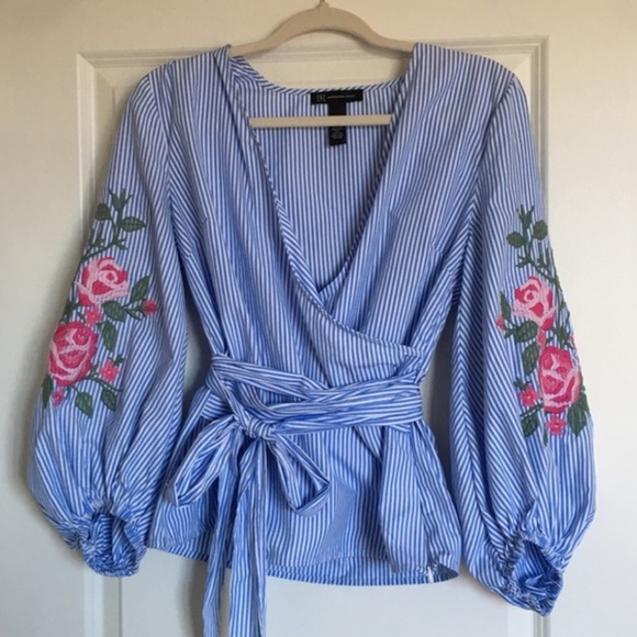 INC International Concepts Tops - International Concepts Embroidered Striped Blouse